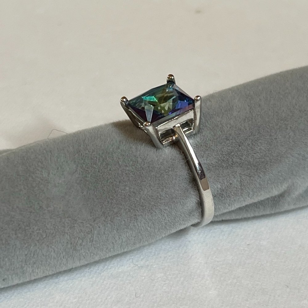 Natural Mystic Topaz Gemstone 925 Sterling Silver unisex Ring Anniversary Gift